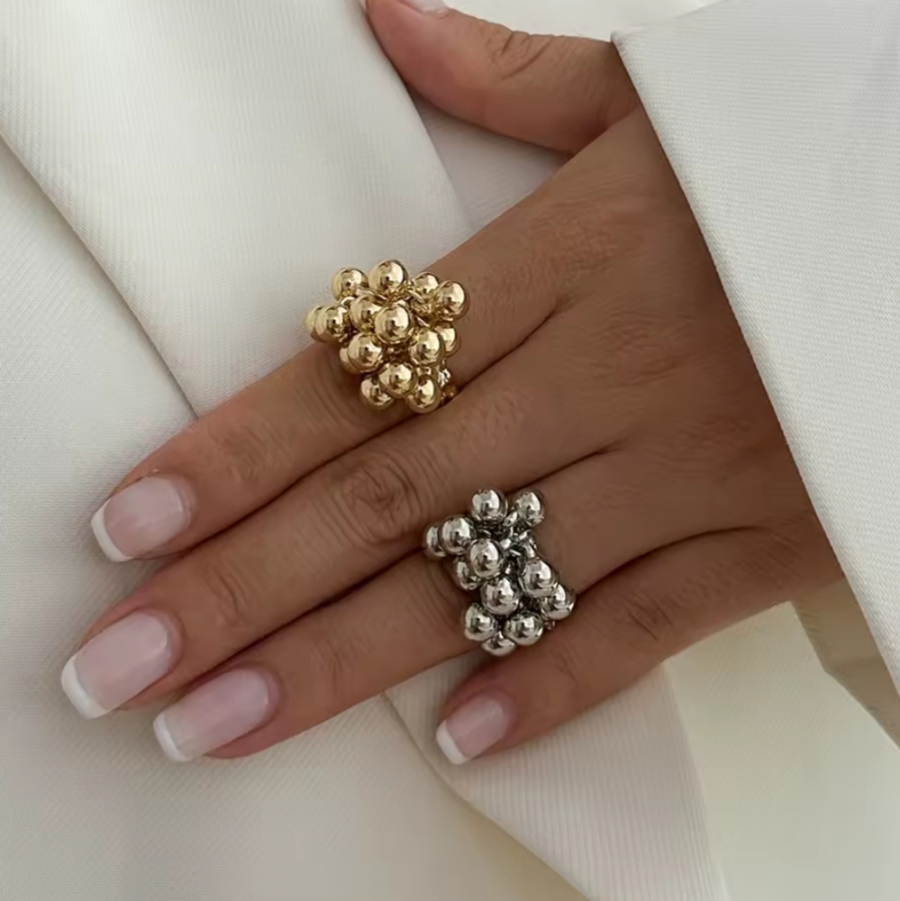 Elegant Gold and Silver Cluster Rings
